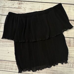 Express Black Off-Shoulder Layered Blouse